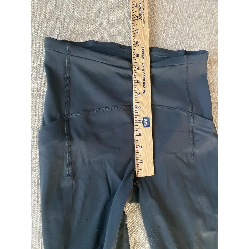 Lululemon Black Cropped Athletic Leggings High Rise Pockets Size 4